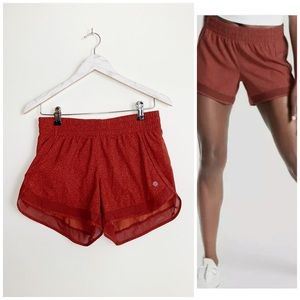 ATHLETA Printed Mesh Racer Running Shorts Orange S